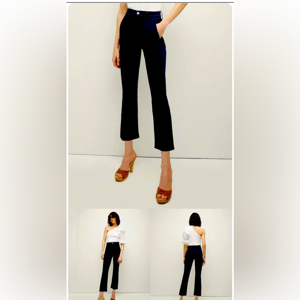Veronica Beard Navy Cropped Flare Jeans